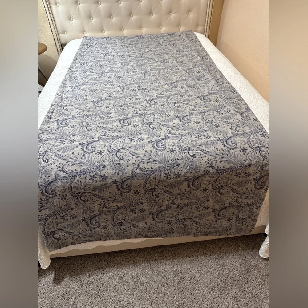Ethan‎ Allen Queen Duvet Cover Blue Gray Paisley 90